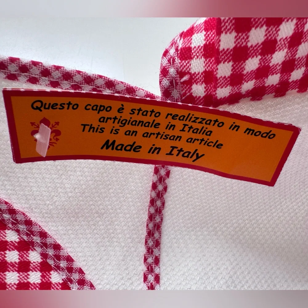 Italy italian‎ Apron Kids Girl Red White Checkered Heart Mamma ti aiuto Mom help